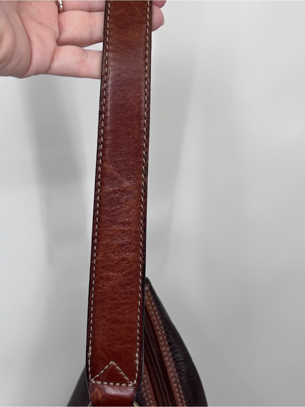 Fossil Brown Leather Shoulder handbag Bag - Classic Two-Tone Design vintage hobo - Picture 8 of 12